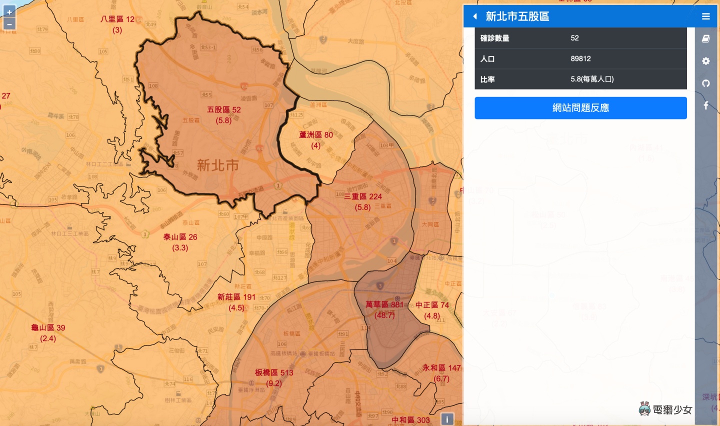 附近有多少人確診？台灣『 本土病例地圖 』 點開即可查詢各縣市行政區的確診數量