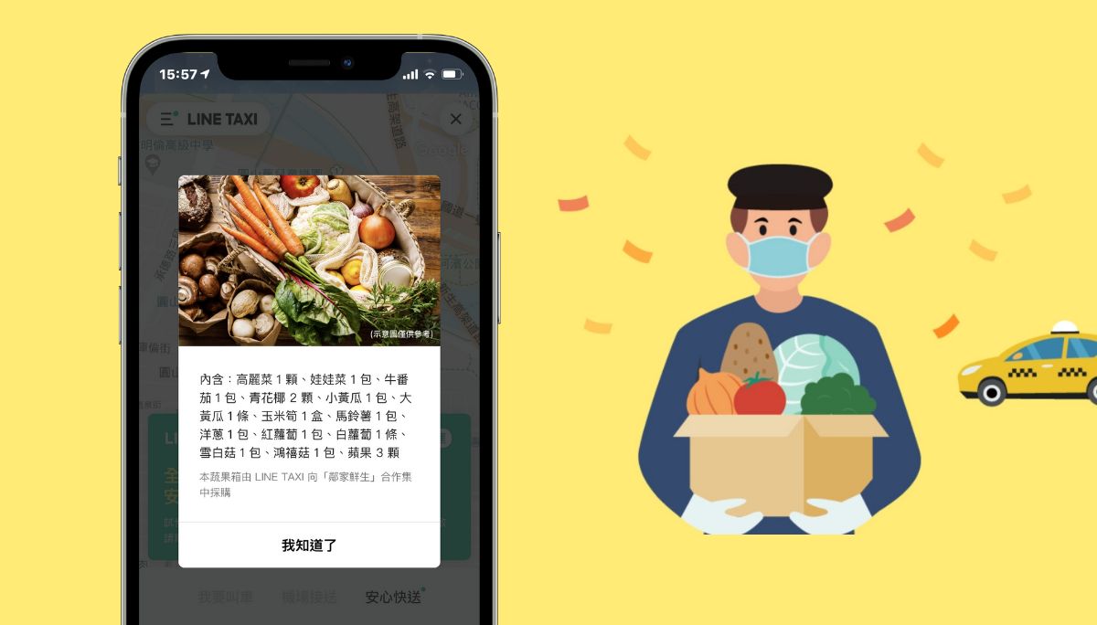 整箱宅配到家！LINE TAXI 推『 快送蔬果箱 』 內含 14 種新鮮蔬果，將於 6/1 在雙北搶先上線