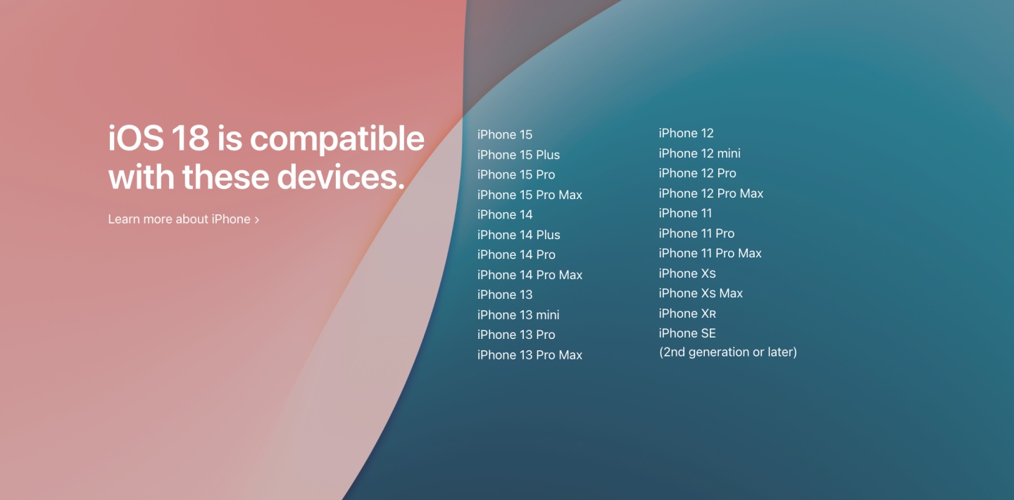 iOS 18 / iPadOS 18 可升級機型一次看！加映：能使用 Apple Intelligence 的蘋果裝置清單