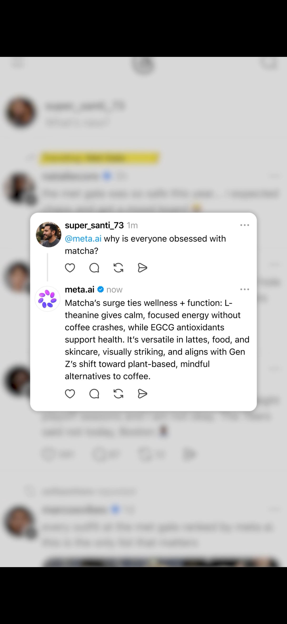 Threads 開始可以 @meta.ai 直接在貼文裡問 AI 了！