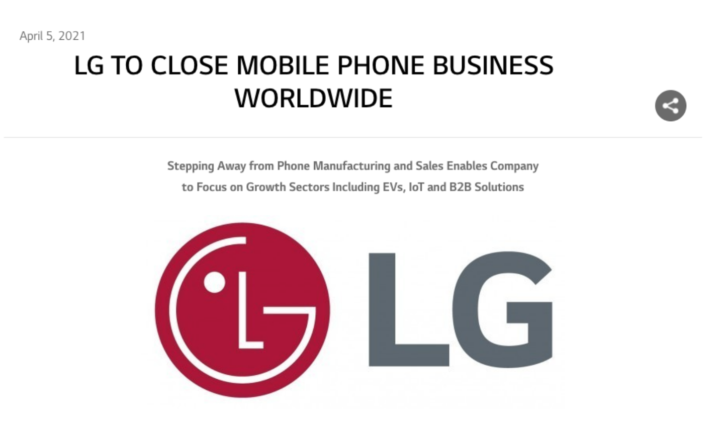 LG 正式宣布退出手機市場！預計 7/31 前關閉手機業務部門