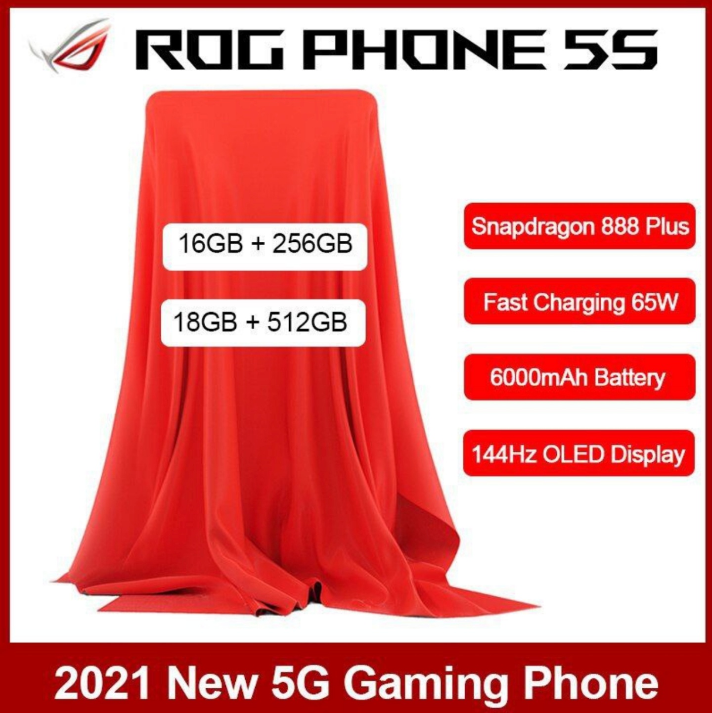 傳華碩將在 8/16 發表最新電競手機『 ROG Phone 5S 』 搭載高通 S888+ 處理器，最高配置 18GB RAM