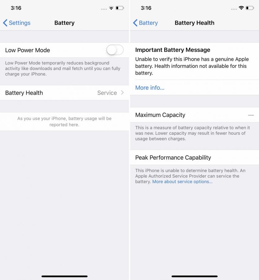 蘋果承認iPhone若使用第三方電池 將無法從手機中查看電池健康度