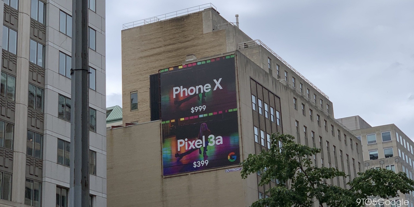 Google廣告牌大嗆蘋果：iPhone XS那麼貴 夜拍卻輸給Pixel 3a！