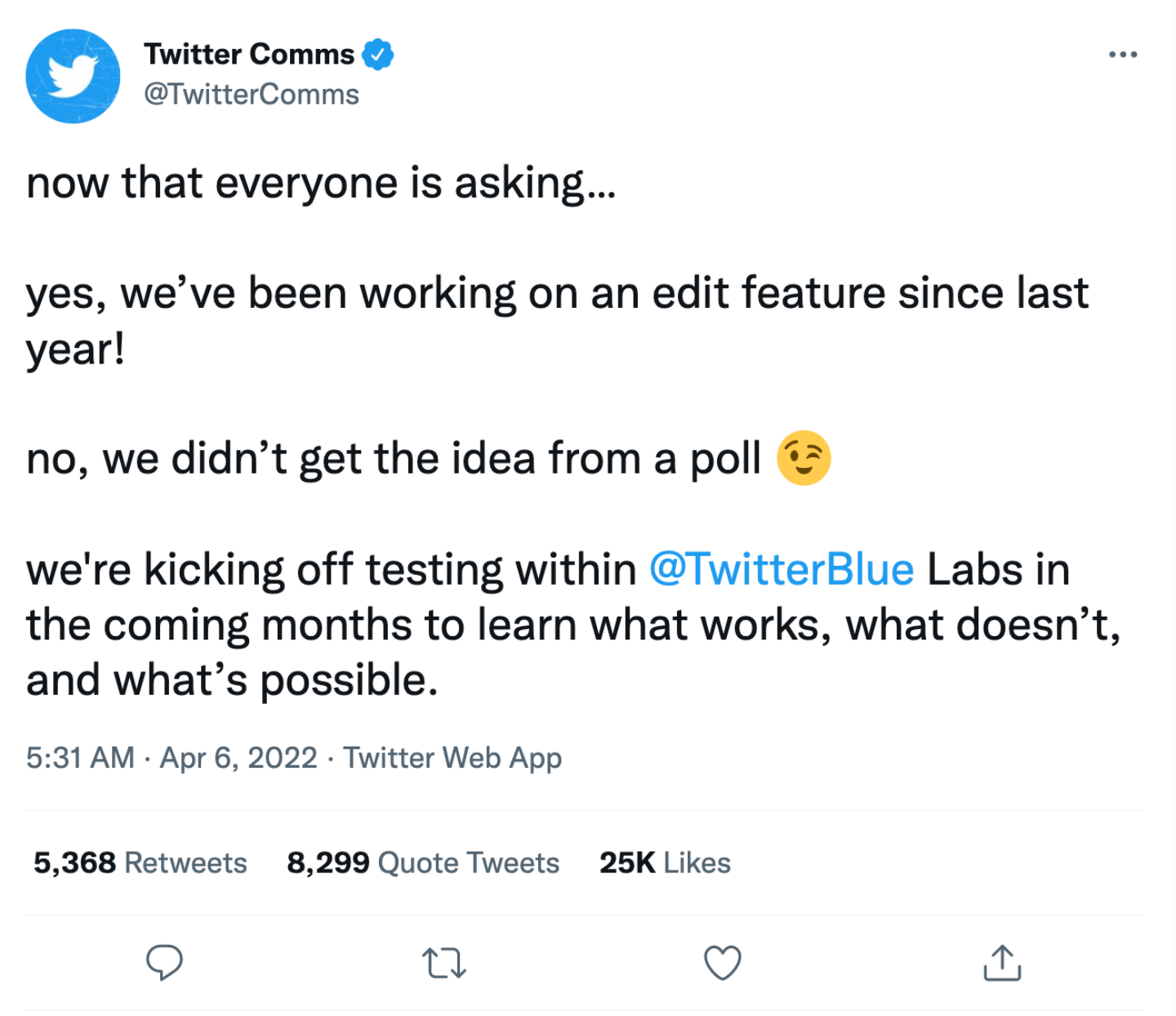 Twitter 要進入有『 編輯鍵 』的時代了？官方證實未來將給 Twitter Blue 用戶搶先試用