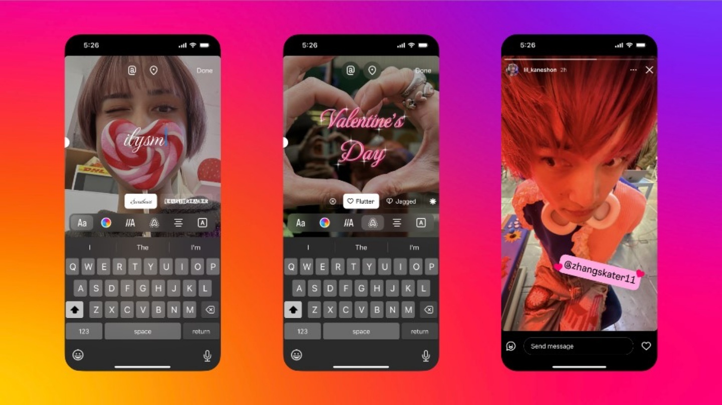 Instagram 情人節彩蛋／特效帶你看！限時動態同步推出限定字體