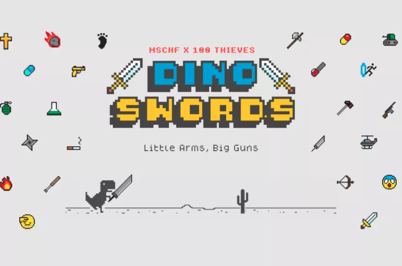 改編自 Chrome 斷線小恐龍的『 DINO SWORDS 』小遊戲 擁有 26 種不同武器 看到障礙物就砍 比原版更有趣！