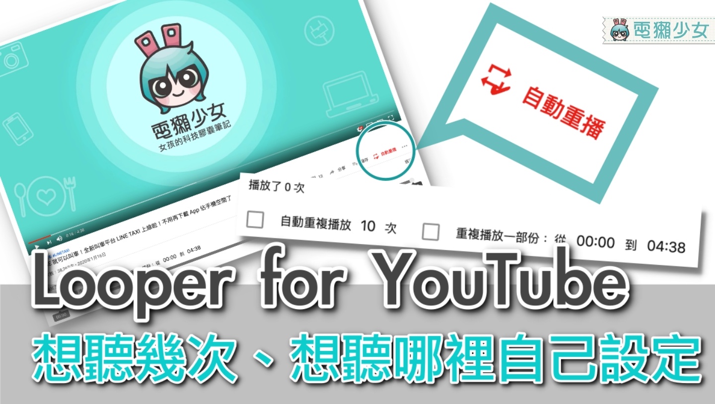 就是想單曲循環？『 Looper for YouTube - 自動重播 』插件，讓你想聽哪裡、想聽幾遍自己設定！