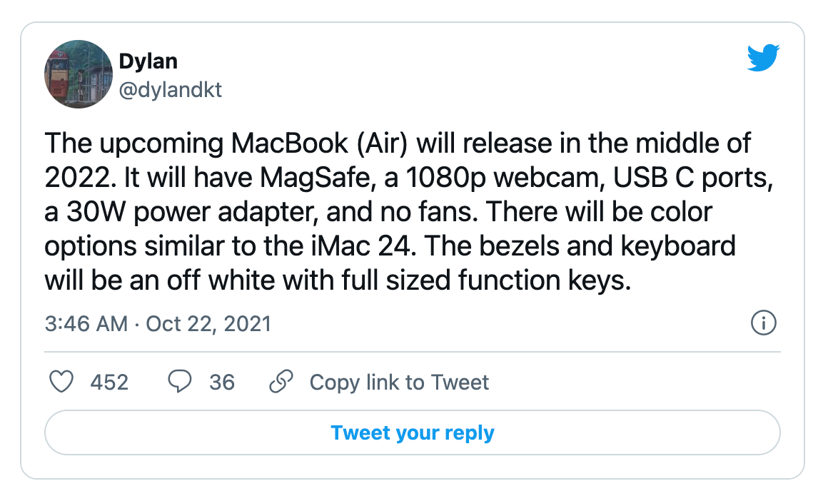 2022 年 MacBook Air 傳聞：多色外觀、新的白邊框，但可能沒有 SD 卡槽跟 HDMI