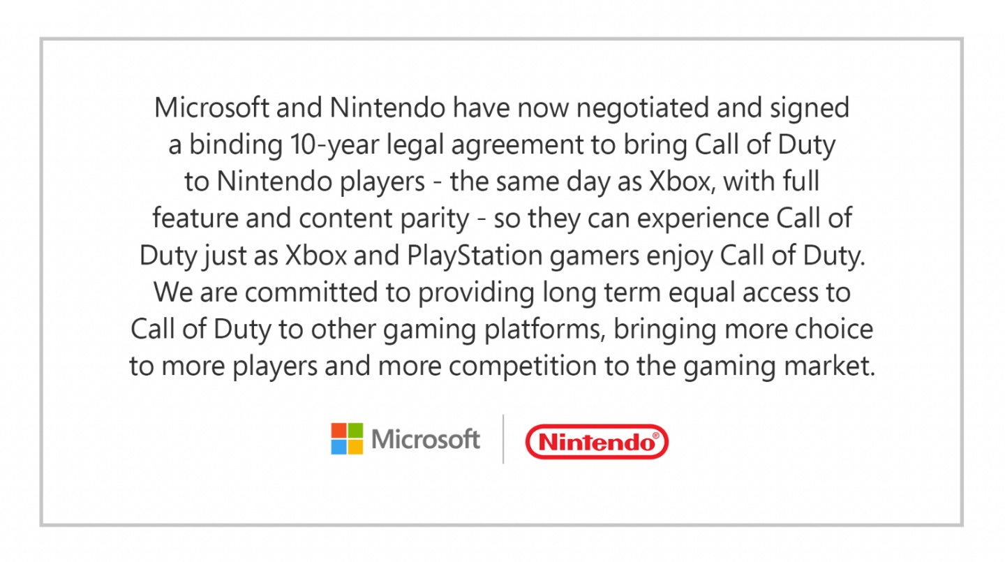 微軟宣布和任天堂簽訂 10 年合約！要將《決勝時刻》等 Xbox 遊戲帶給 Switch 玩家