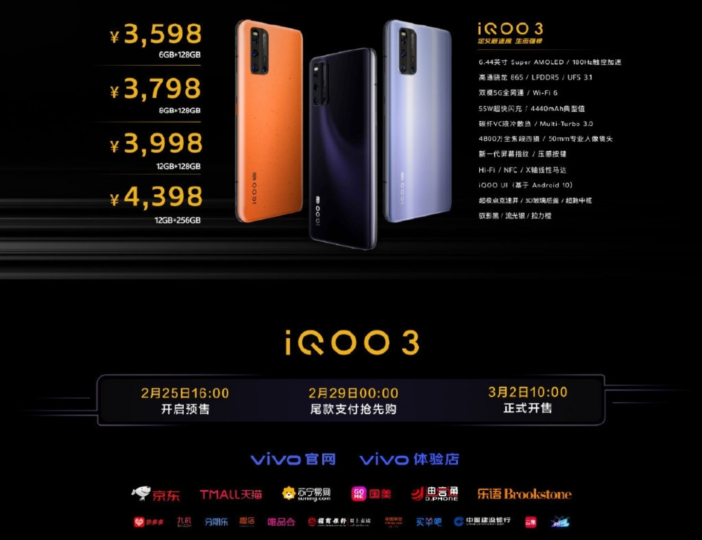 5G 性能新旗艦『 iQOO 3 』發表！支援 180Hz 螢幕採樣率、UFS 3.1、55W 快充