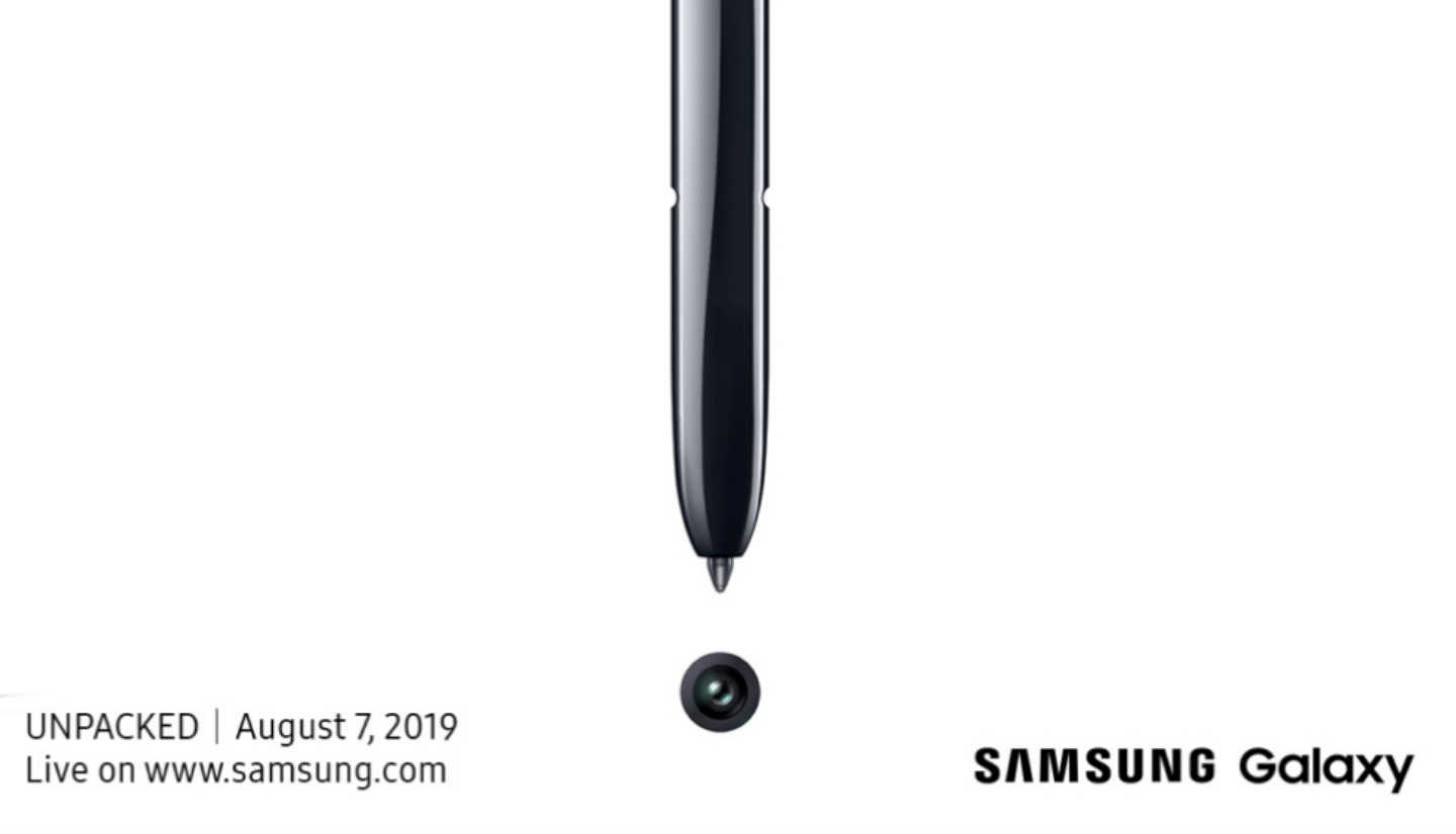 三星正式釋出Galaxy Note 10旗艦機邀請函，確定8/7發表！S Pen畫出新亮點!?