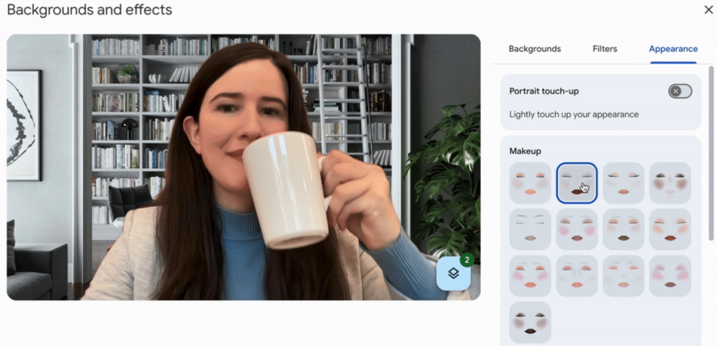 Google Meet 推出 AI 化妝功能！居家上班上課也能美美上鏡
