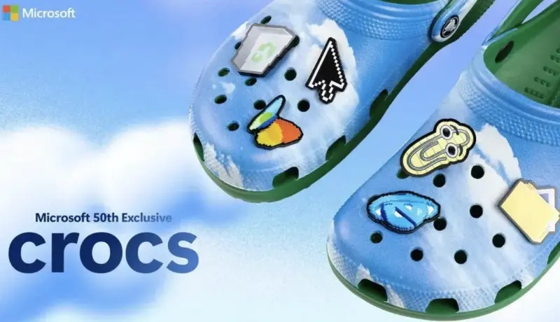 Microsoft 微軟 50 週年 推出 Crocs 聯名 Windows XP 洞洞鞋