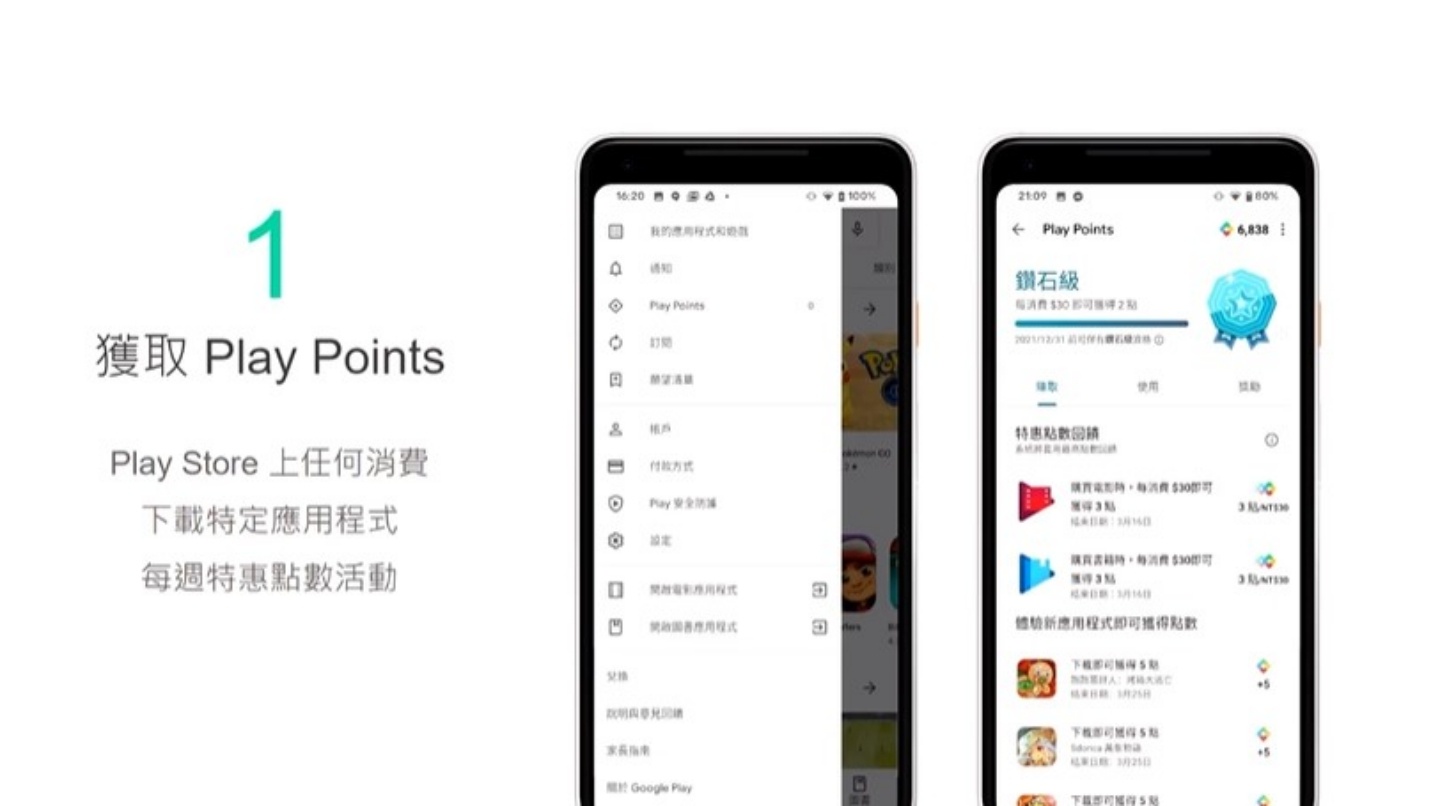 Google Play Points 在台灣上線啦 登入首周的任何消費 可獲得三倍點數回饋