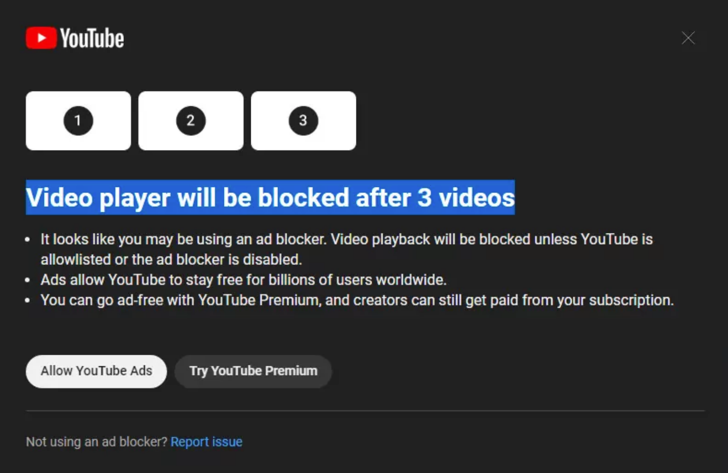 YouTube 出手測試阻擋 Ad Blocker！除非關閉或升級到 YouTube Premium，否則無法繼續看