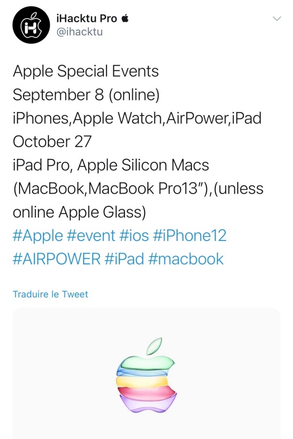 傳蘋果將在 9/8 舉辦秋季發表會 發表 iPhone 12 系列、AirPower 及其他新品（加映：10 月還有另一場發表會？）