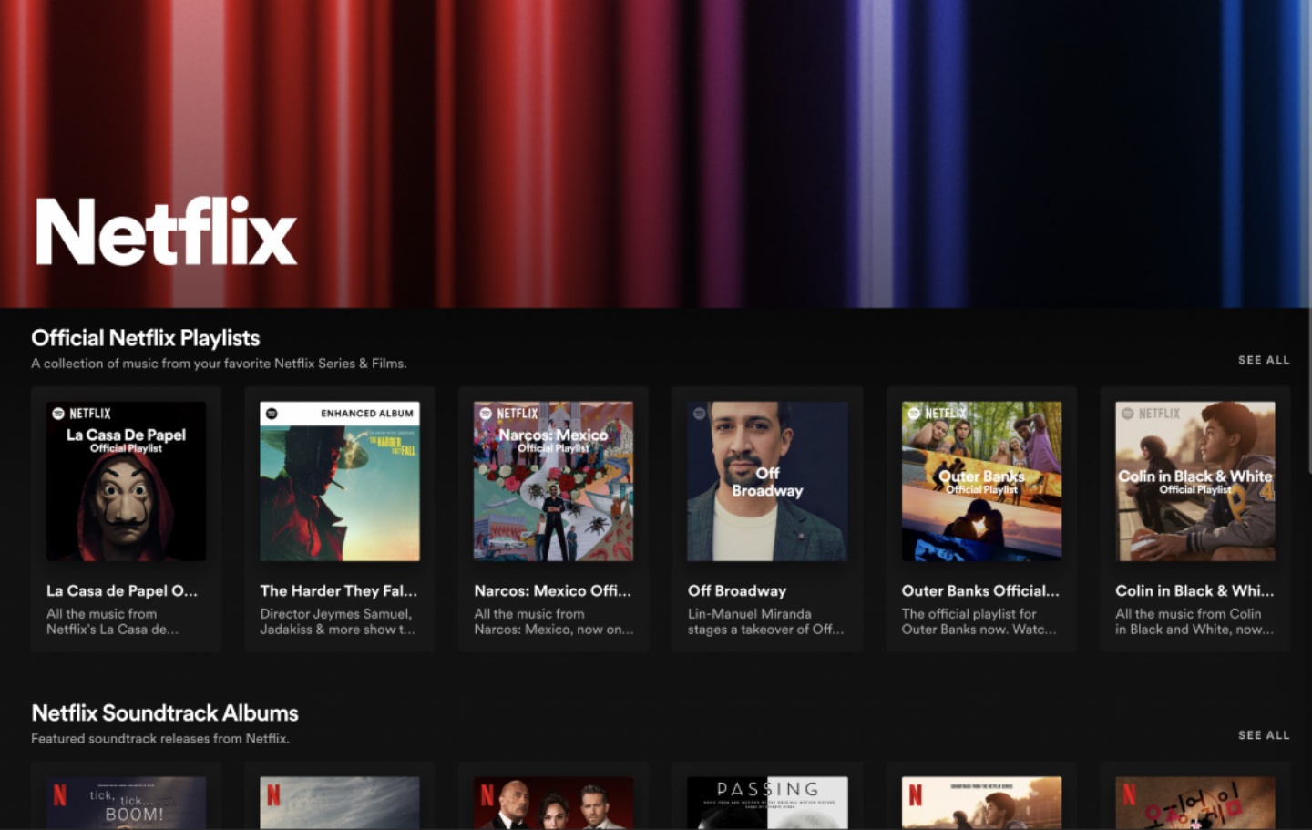 Spotify 推出『 Netflix Hub 』！完整收錄《紅色通緝令》、《魷魚遊戲》等熱門電影和影集的音樂原聲帶